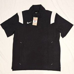NIKE FOOTBALL DRI FIT QUARTER ZIP COACHES PULLOVER SHORT SLEEVE BLACK WHITE L